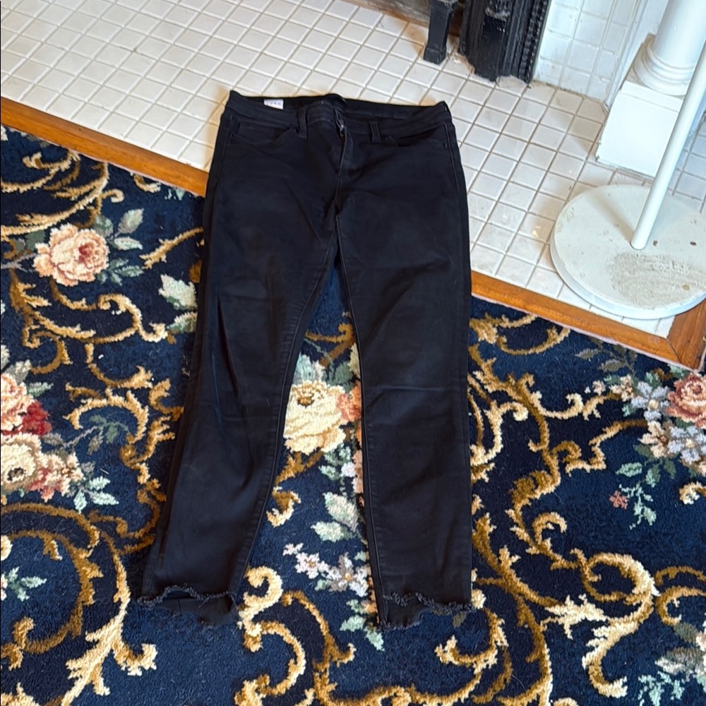 Joe's Jeans black Ankle Cropped Denim with distressed hem. Worn about 10x